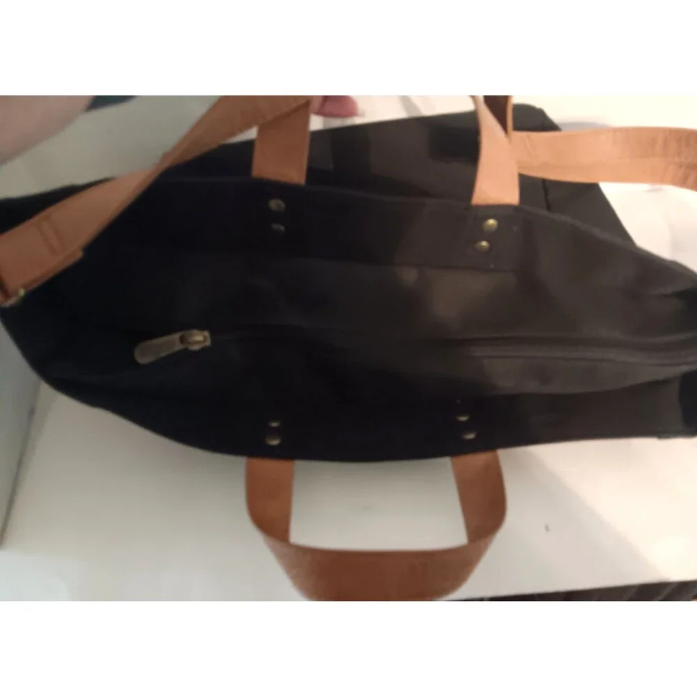 Thirty One Step Up Tote Bag Crossbody Purse Black And Brown Canvas